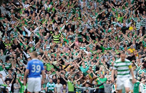 celtic fans celebrating