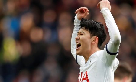 Heung-min Son celebrates for Spurs