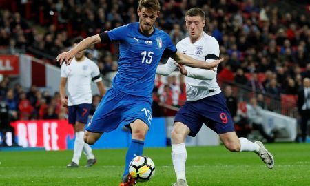 daniele rugani in action for italy against england