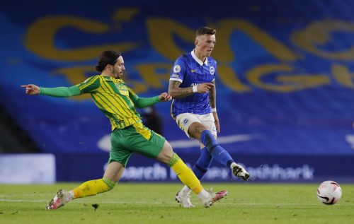 Brighton-&-Hove-Albion's-Ben-White-in-action-with-West-Bromwich-Albion's-Filip-Krovinovic