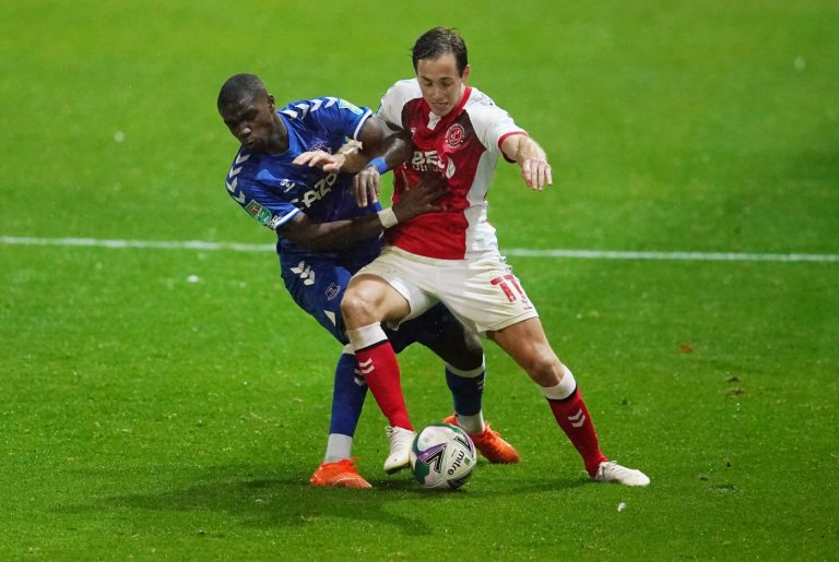 Niel Nkounkou in action for Everton