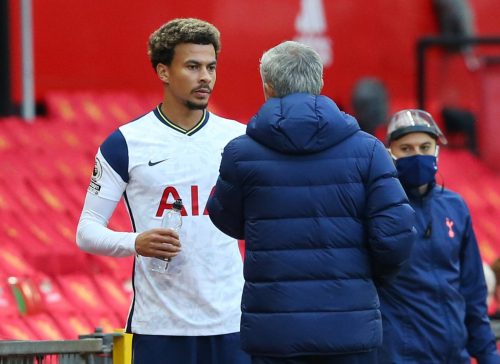 spurs star dele alli in mid match conversation with jose mourinho.