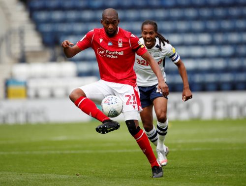 nottingham forests samba sow in action against preston north end