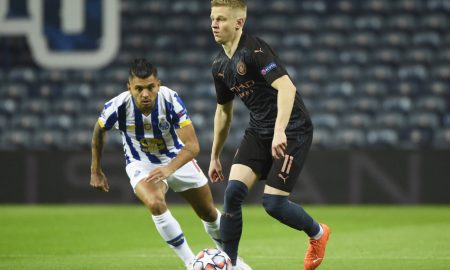 oleksandr zinchenko in action for man city against porto
