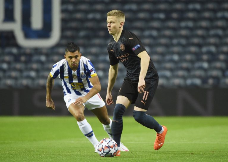 oleksandr zinchenko in action for man city against porto