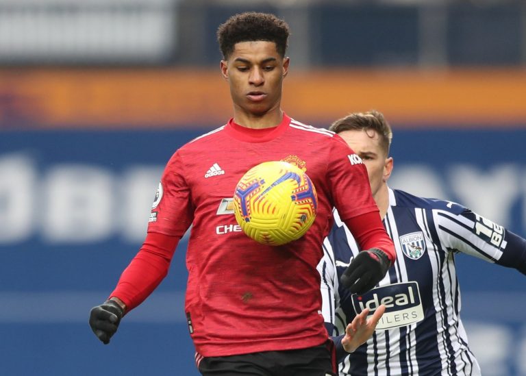 marcus rashford in action for man united against west bromwich albion