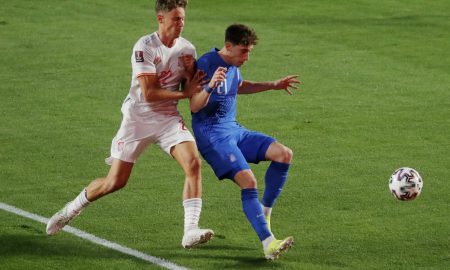 Tsimikas in action for Greece