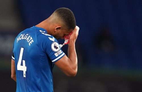 Everton's Mason Holgate leaves the pitch