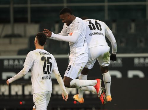 marcus thuram in action for borussia monchengladbach