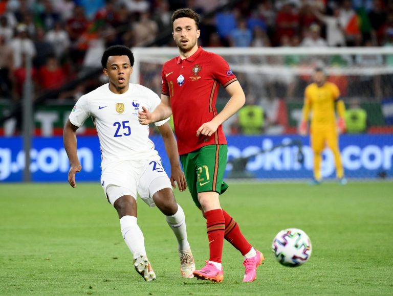 jules kounde in action for france.