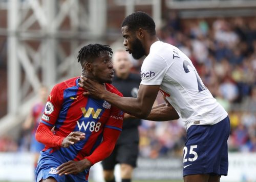 Japhet Tanganga challenge on Wilfried Zaha for Tottenham