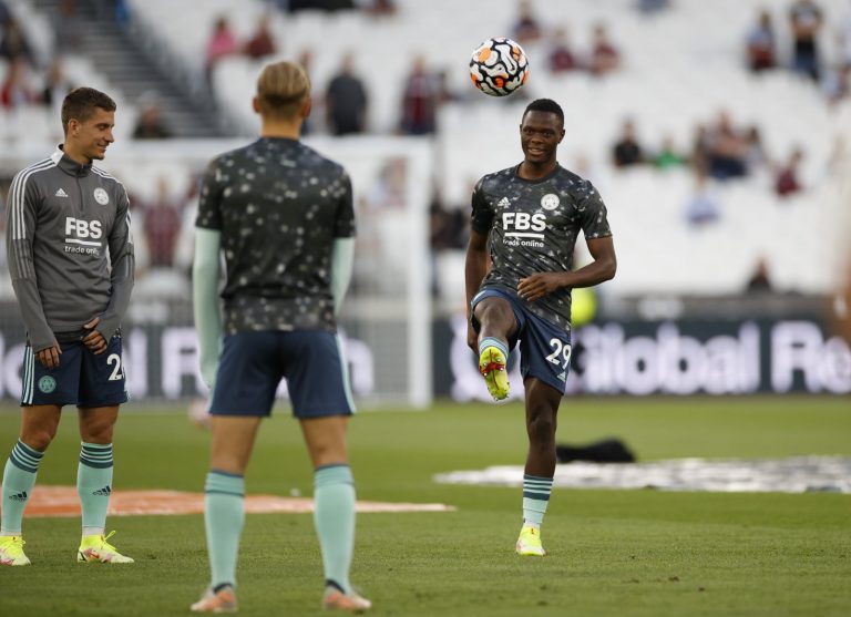 Patson Daka in Leicester City warm-up