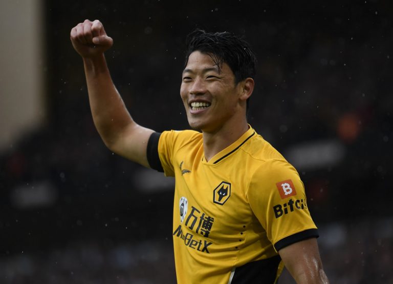 Hee-Chan Hwang celebrates his double for Wolves