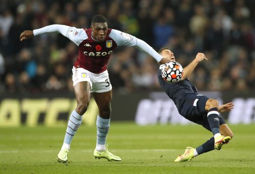 Aston Villa defender Kortney Hause takes out Pablo Fornals