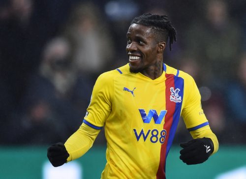 Wilfried Zaha celebrates scoring for Crystal Palace