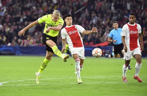 erling haaland shoots against ajax