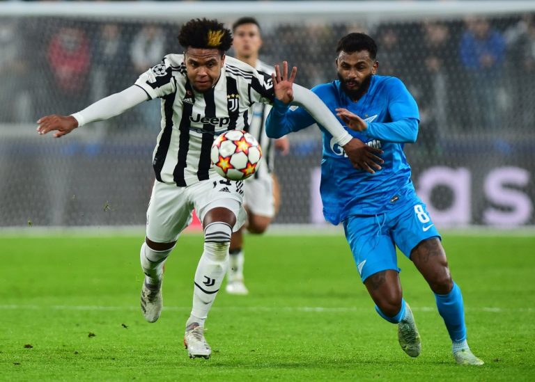 Juventus star Weston McKennie duels for the ball