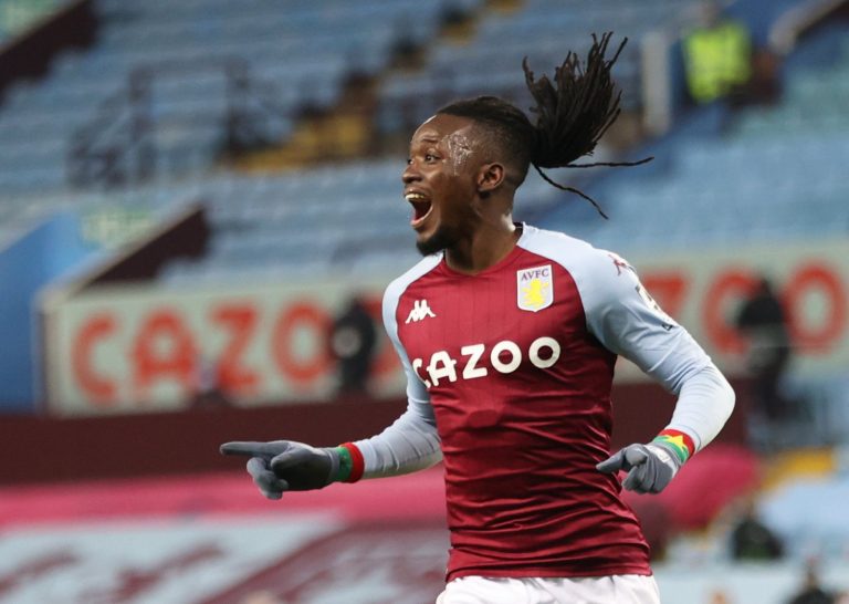 Aston Villa winger Bertrand Traore celebrates