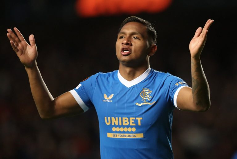 Rangers striker Alfredo Morelos celebrates