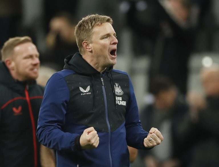Newcastle manager Eddie Howe celebrates