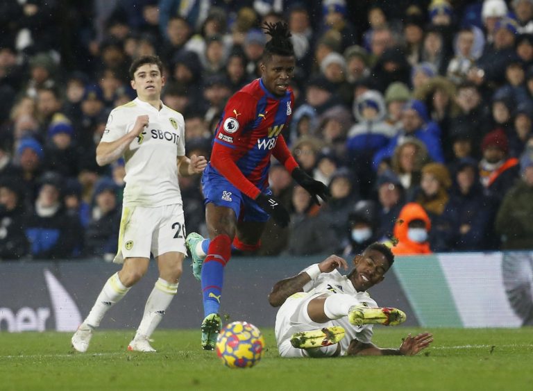 crystal palace star wilfried zaha against leeds