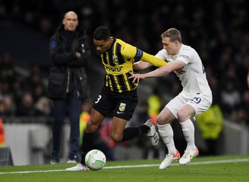 Defender Danilho Doekhi holds off an opponent