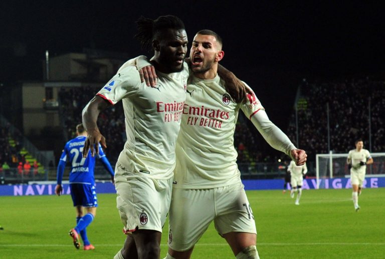 franck kessie celebrates scoring for ac milan
