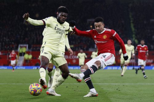 man united forward jesse lingard shoots against arsenal
