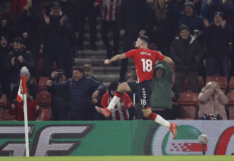 Southampton striker Armando Broja celebrates