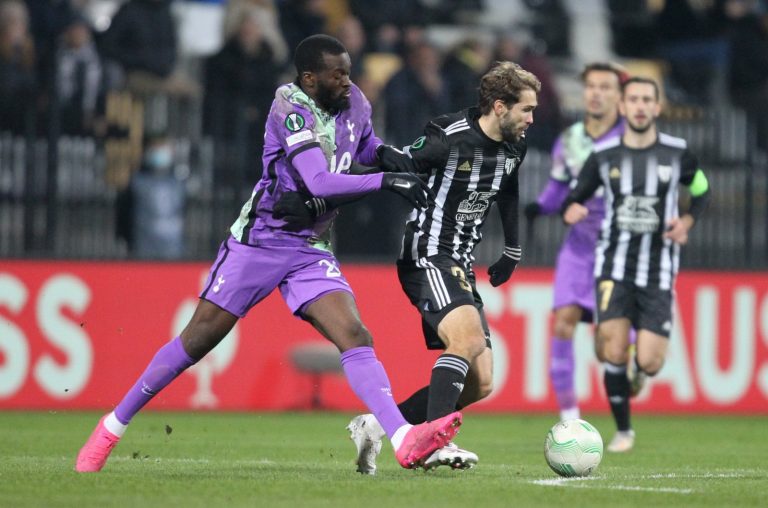 tanguy ndombele in action against ns mura