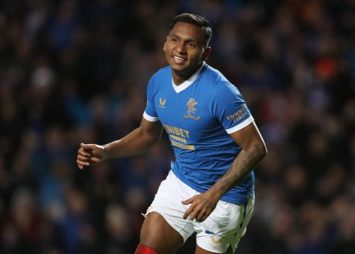Alfredo Morelos of Rangers celebrates