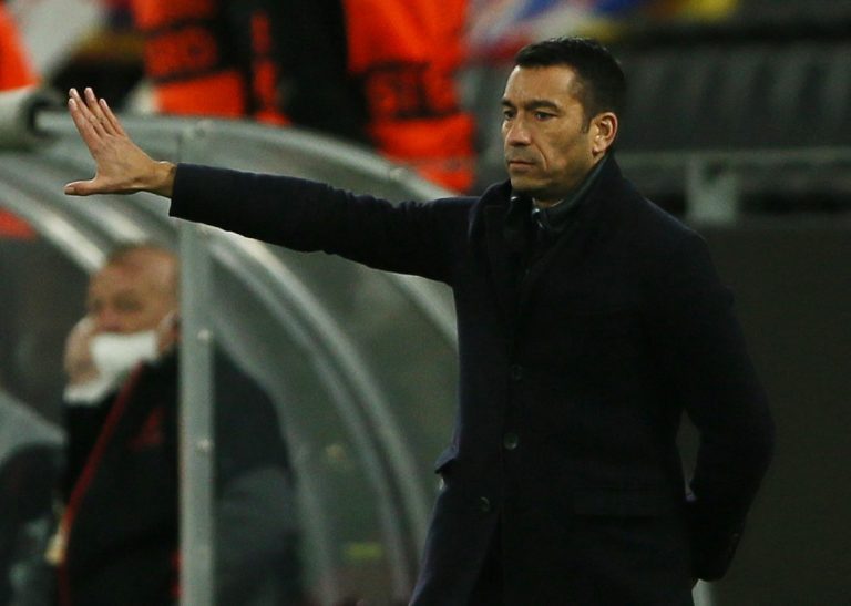 Rangers manager Giovanni van Bronckhorst gesticulates