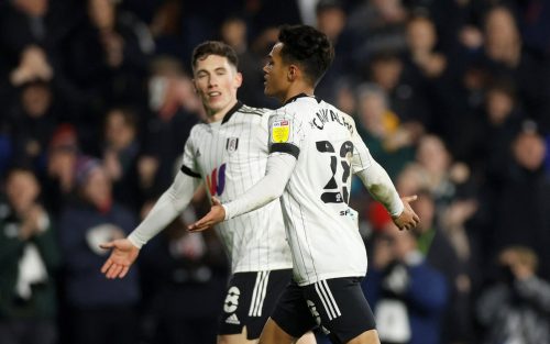 fabio carvalho celebrates scoring for fulham