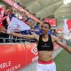 Reims striker Hugo Ekitike celebrates