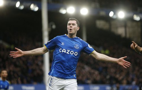 Everton defender Michael Keane celebrates