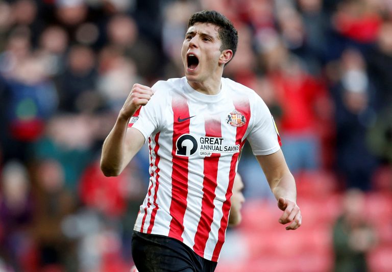 Sunderland striker Ross Stewart celebrates