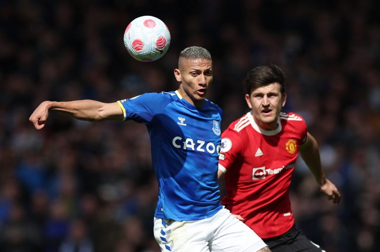 Everton forward Richarlison battles for the ball