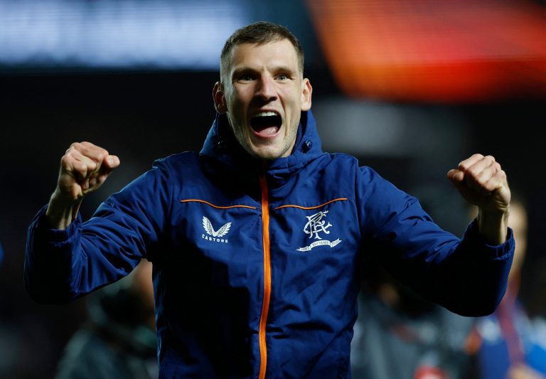 Borna Barisic of Rangers celebrates