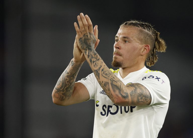 Leeds midfielder Kalvin Phillips applauds the fans