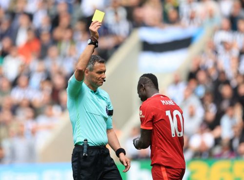 Liverpool star Sadio Mane booked against Newcastle