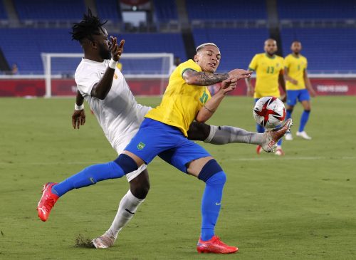 Tottenham transfer target Wilfried Singo playing for the Ivory Coast