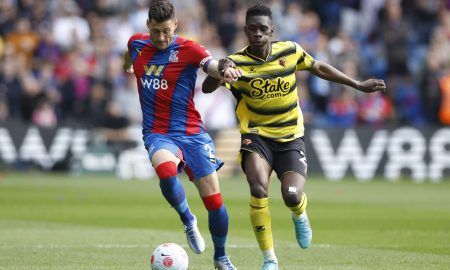 West Ham transfer target Ismaila Sarr in Premier League action for Watford