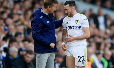 Leeds United winger Jack Harrison and Jesse Marsch