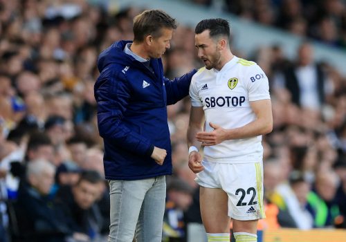 Leeds United winger Jack Harrison and Jesse Marsch