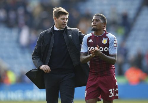 Aston Villa Leon Bailey and Steven Gerrard