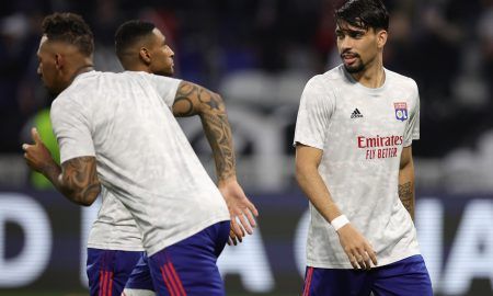 Newcastle transfer target Lucas Paqueta during a warm-up for Lyon