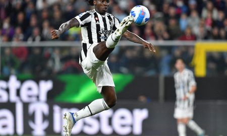 Juventus striker Moise Kean in action