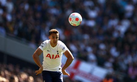 Tottenham's Sergio Reguilon takes a throw-in