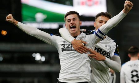 Derby County winger Tom Lawrence