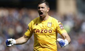 Emiliano Martinez celebrates for Aston Villa